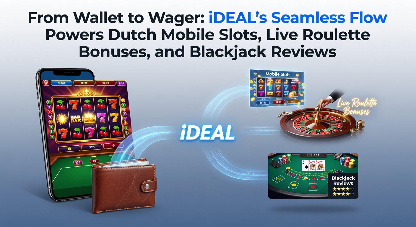 Schermafbeelding van een mobiele casino-app met iDEAL-betaaloptie, slots en live roulette tafels zichtbaar tijdens een snelle storting