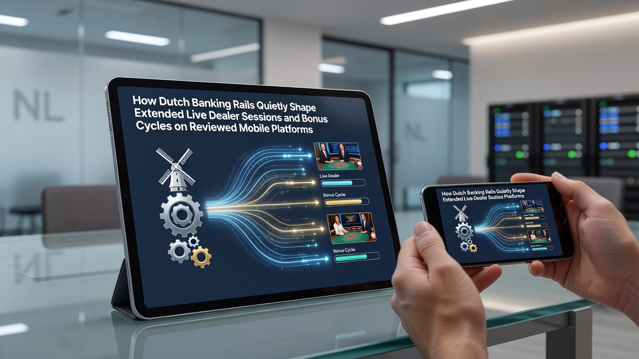 Illustratie van Nederlandse iDEAL bankrails die mobiele live dealer transacties versnellen