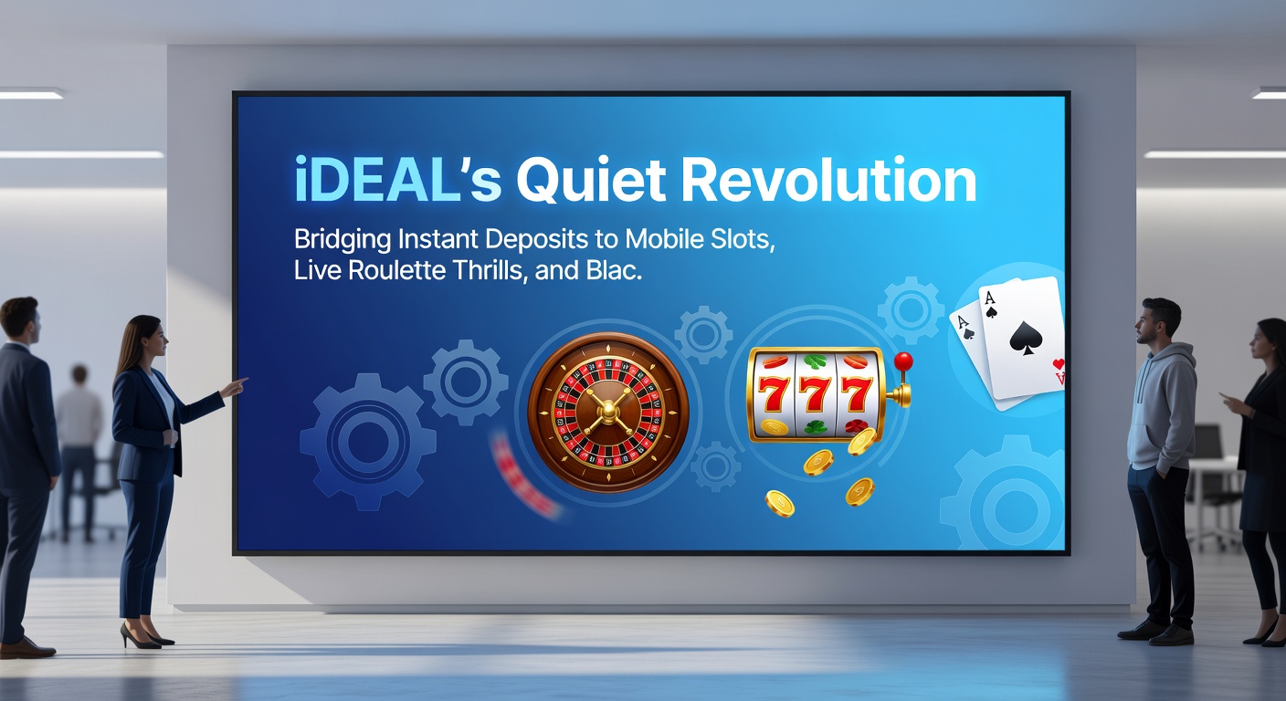 Mobiele interface met live roulette wiel en iDEAL betaalknop, illustrerend de directe verbinding tussen storting en spelactie