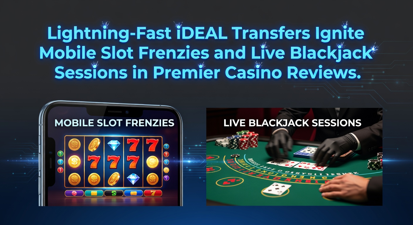 Smartphone met bliksemsnel iDEAL-icoon en draaiende gokkastrollen op een casino-app, symboliserend razendsnelle betalingen tijdens mobiel gokken