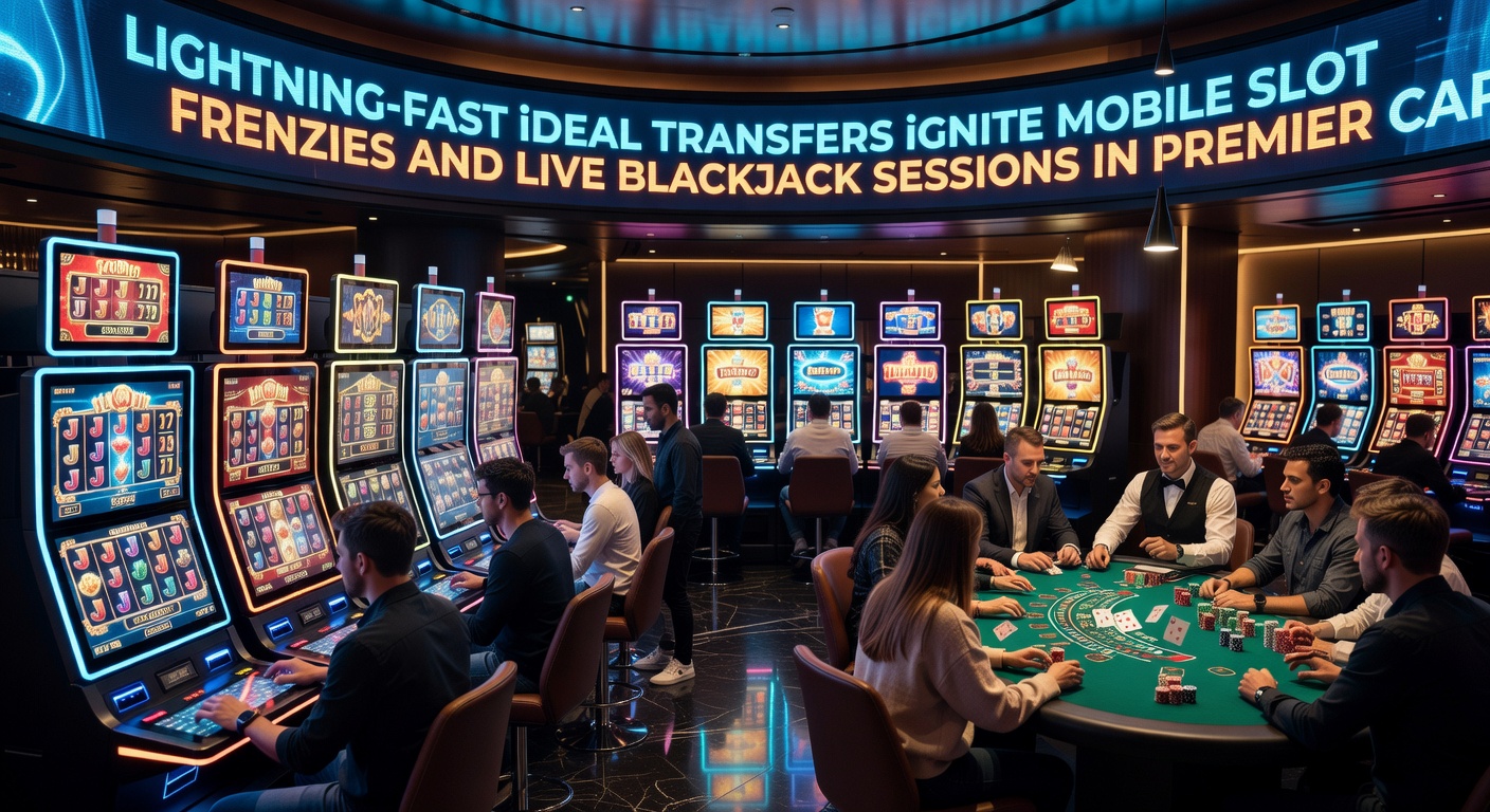 Live blackjack-tafel op mobiel scherm met iDEAL-betalingsprompt en dealerkaarten, illustrerend naadloze in-game transacties tijdens intense sessies