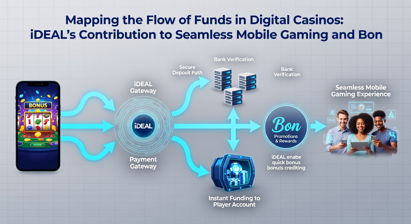 Diagram van iDEAL transacties die mobiele blackjack en bonusactivatie ondersteunen in Nederlandse casino's