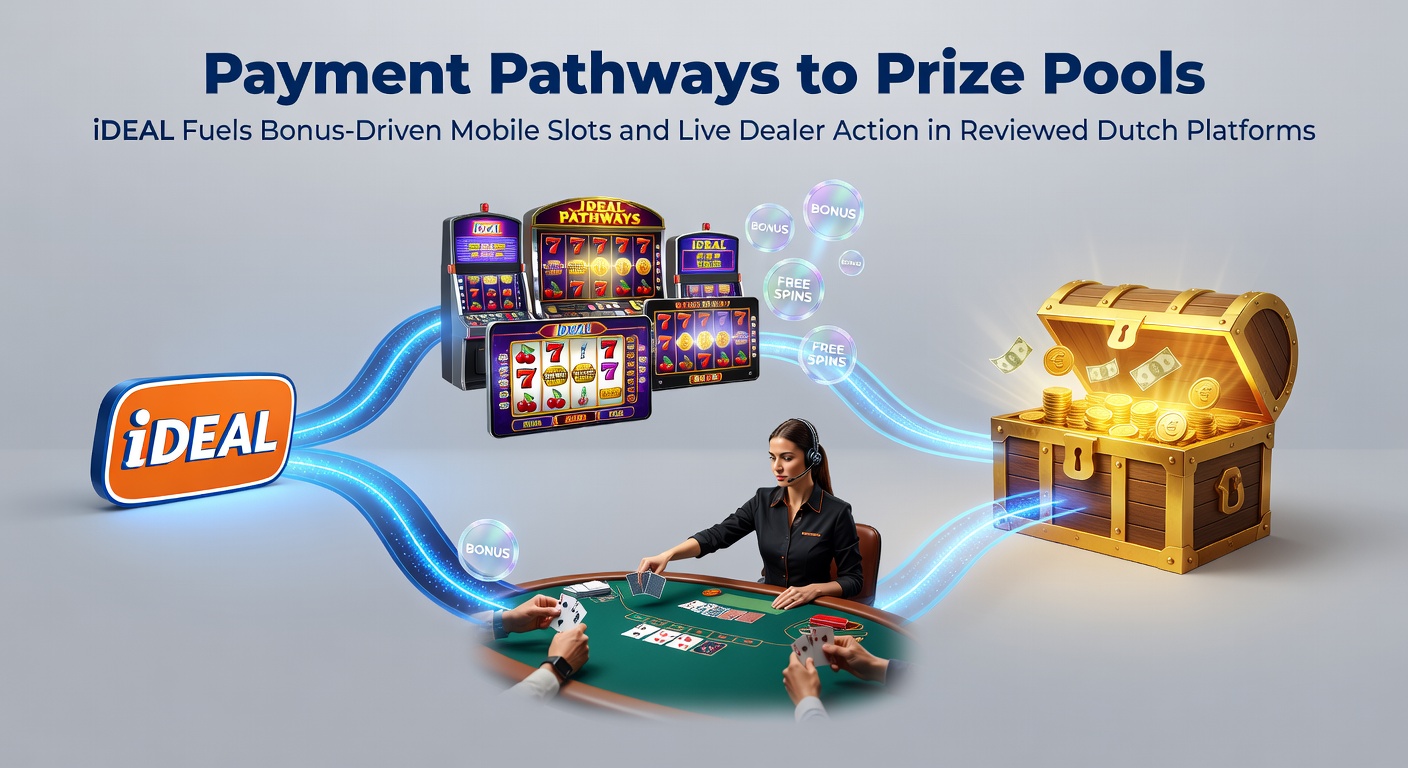Schermafbeelding van een iDEAL-betaling die direct toegang geeft tot mobiele slots en live dealer tafels in een Nederlands online casino, met bonuscredits die oplichten op een smartphone