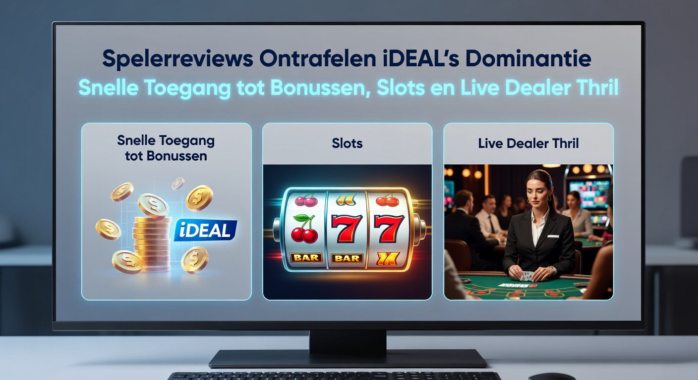 Mobiele interface van een casino met iDEAL-storting geactiveerd, bonussen zichtbaar op slots en live dealer lobby