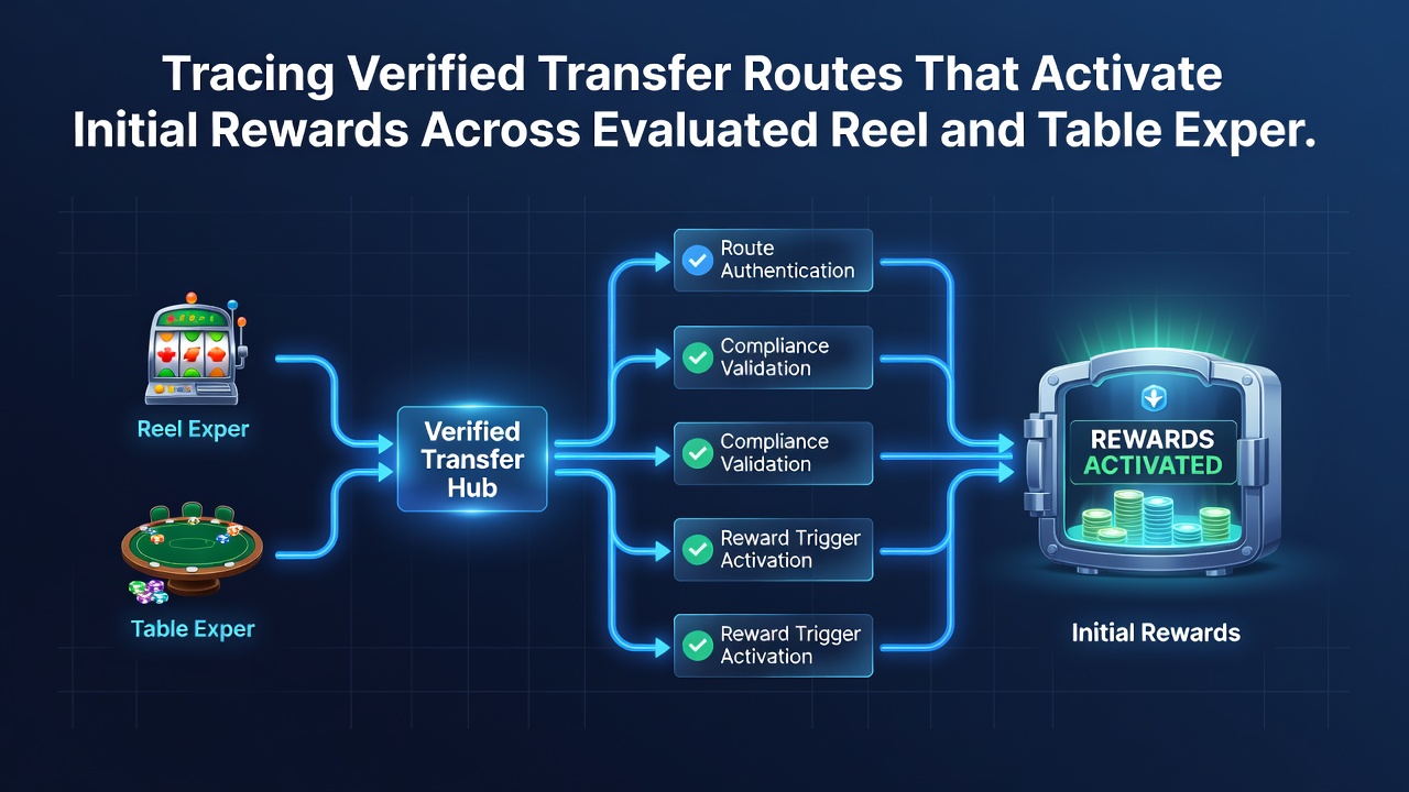 Detailopname van mobiele interface waar overdrachtsroutes beloningen koppelen aan slots en live tafels